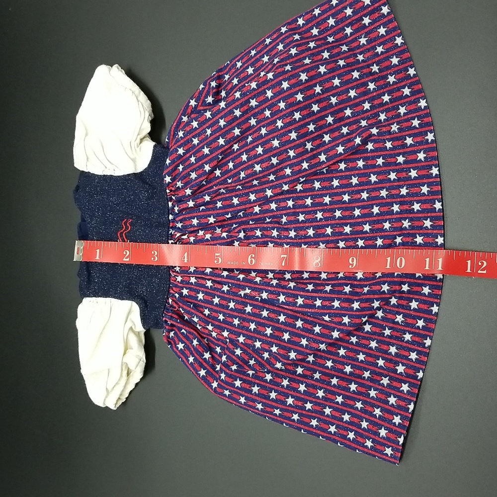 Handcrafted Handmade Red, White and Blue Americana Doll Dress - Picture 5 of 9